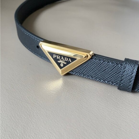 Versatile Prada Belt - Black Saffiano & Golden Buckle - Picture 5 of 6